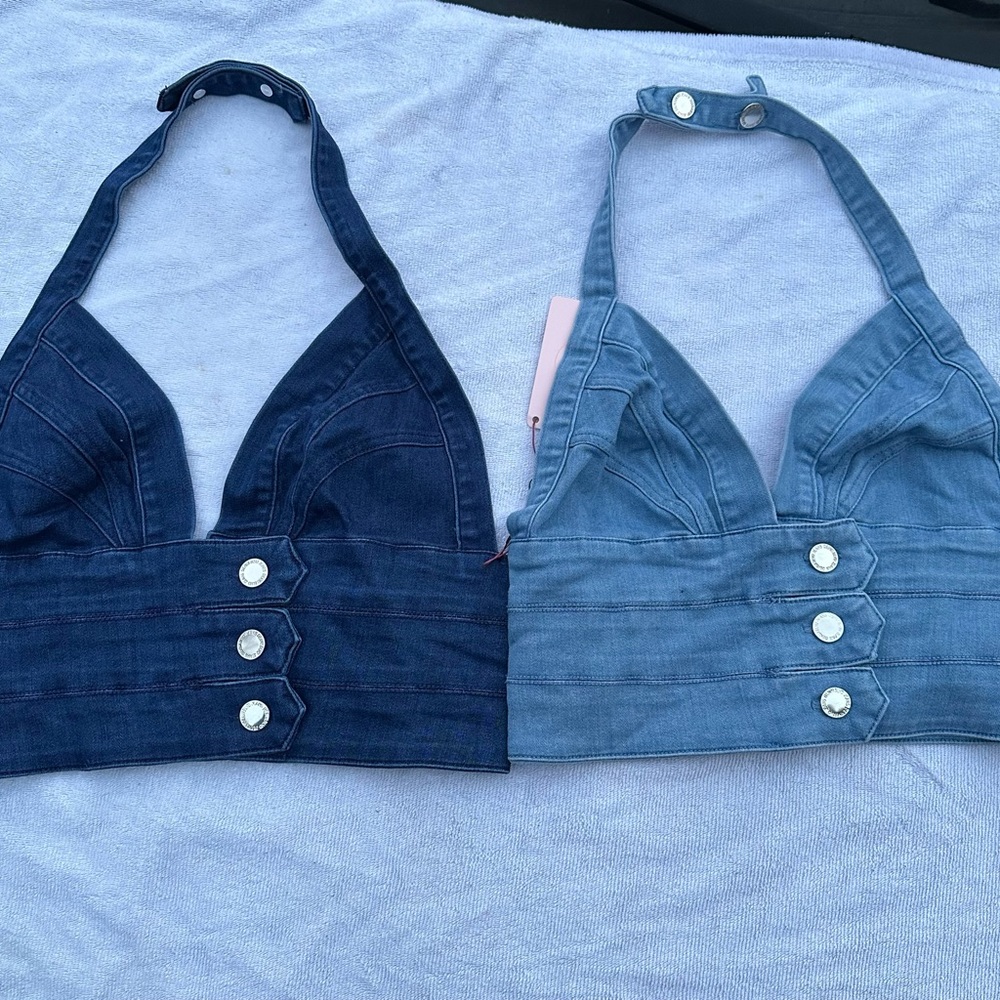 Brand new jean crop tops with tags